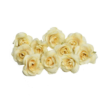 10 Sets 4cm Artificial Flower Silk Rose Flower Head for Wedding Party Home Decoration(Yellow)-garmade.com