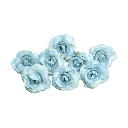 10 Sets 4cm Artificial Flower Silk Rose Flower Head for Wedding Party Home Decoration(Blue)-garmade.com