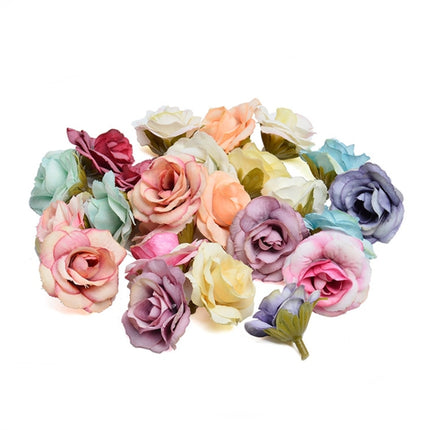 10 Sets 4cm Artificial Flower Silk Rose Flower Head for Wedding Party Home Decoration(Blue)-garmade.com