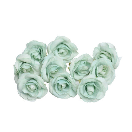 10 Sets 4cm Artificial Flower Silk Rose Flower Head for Wedding Party Home Decoration(Light green)-garmade.com