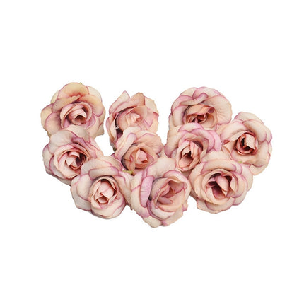 10 Sets 4cm Artificial Flower Silk Rose Flower Head for Wedding Party Home Decoration(Dark pink)-garmade.com