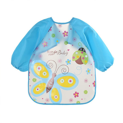 Baby Bibs Waterproof Long Sleeve Apron, Size:One Size(Blue Betterfly)-garmade.com