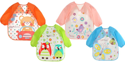 Baby Bibs Waterproof Long Sleeve Apron, Size:One Size(Giraffe)-garmade.com