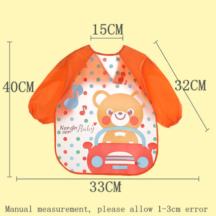 Baby Bibs Waterproof Long Sleeve Apron, Size:One Size(Orange Bear)-garmade.com