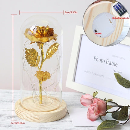 Simulation Roses Lights Glass Cover Decorations Crafts Valentines Day Gifts(White)-garmade.com