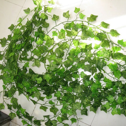 12 PCS 2.4M Artificial Ivy Green Leaf Garland Plants Vine Fake Home Decor PlasticFlower Rattan String-garmade.com