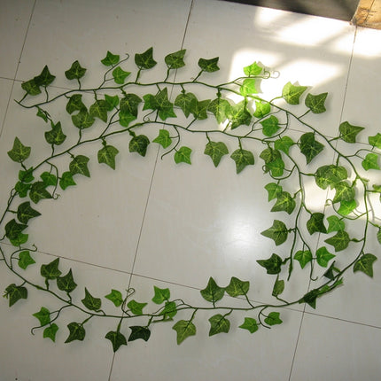 12 PCS 2.4M Artificial Ivy Green Leaf Garland Plants Vine Fake Home Decor PlasticFlower Rattan String-garmade.com