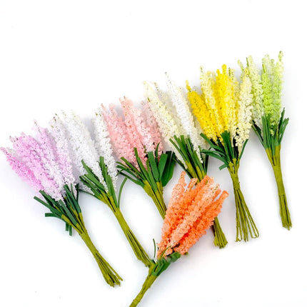 10 PCS DIY Wreath Material Artificial Flowers PE Mini Lavender Wedding Home Decoration(Pink)-garmade.com