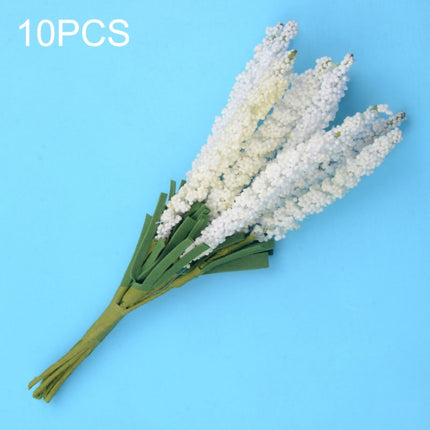 10 PCS DIY Wreath Material Artificial Flowers PE Mini Lavender Wedding Home Decoration(Milk White)-garmade.com