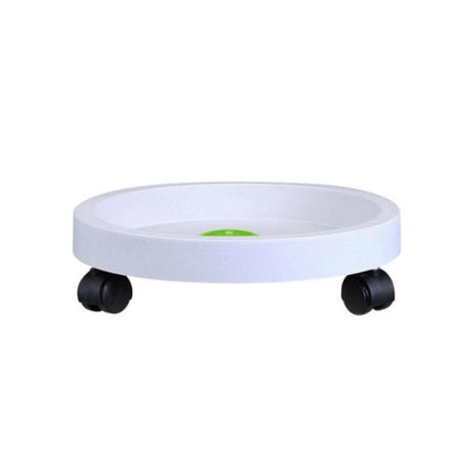Universal Round Wheels Pot Tray Easy Moving Plant Pot Tray Garden Plate Plastic Stand(White)-garmade.com