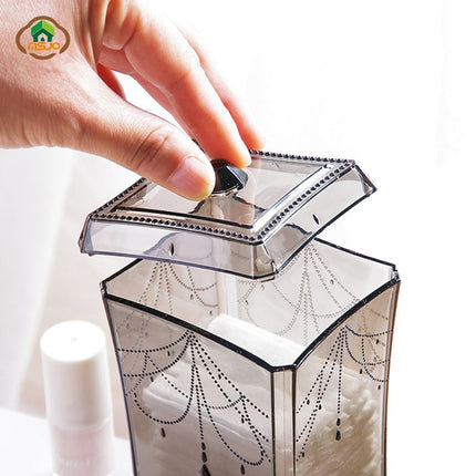 Desktop Cotton Pad Storage Box Plastic Transparent Box(Coffee)-garmade.com