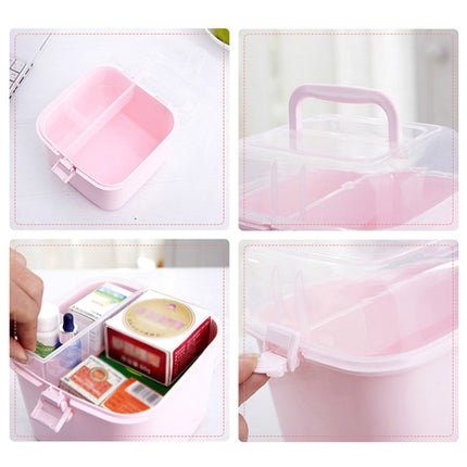 Multifunctional Transparent Plastic Cosmetic Storage Box Household Supplies Storage Pill Box(White)-garmade.com