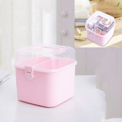 Multifunctional Transparent Plastic Cosmetic Storage Box Household Supplies Storage Pill Box(Pink)-garmade.com