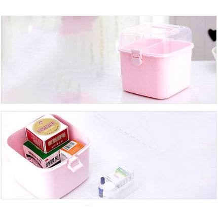 Multifunctional Transparent Plastic Cosmetic Storage Box Household Supplies Storage Pill Box(Blue)-garmade.com