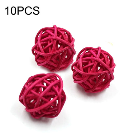 10 PCS Artificial Straw Ball For Birthday Party Wedding Christmas Home Decor(Rose Red)-garmade.com