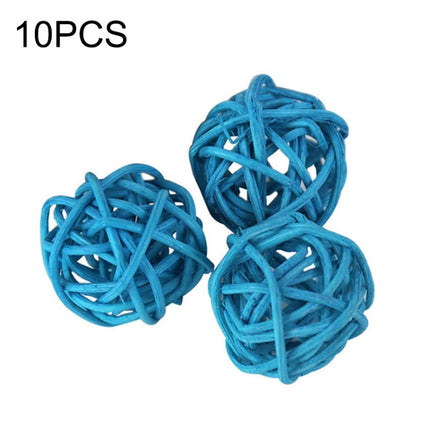 10 PCS Artificial Straw Ball For Birthday Party Wedding Christmas Home Decor(Blue)-garmade.com