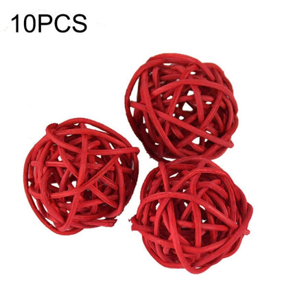 10 PCS Artificial Straw Ball For Birthday Party Wedding Christmas Home Decor(Red)-garmade.com