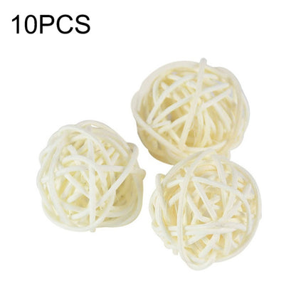 10 PCS Artificial Straw Ball For Birthday Party Wedding Christmas Home Decor(White)-garmade.com