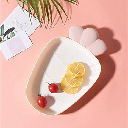 Home Fruit Radish Shaped Plastic Fruit Plate Snack Plate Dried Fruit Plate(White)-garmade.com