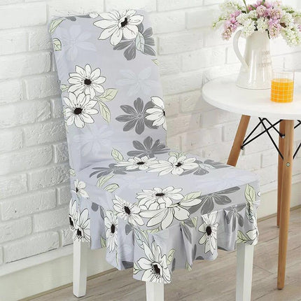 Home Stretch Printed One-piece Dining Table Chair Cover(Flowers)-garmade.com