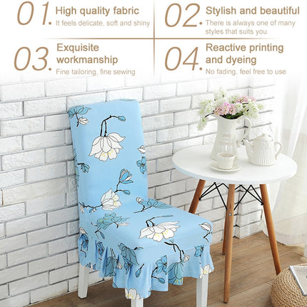 Home Stretch Printed One-piece Dining Table Chair Cover(Warbler)-garmade.com