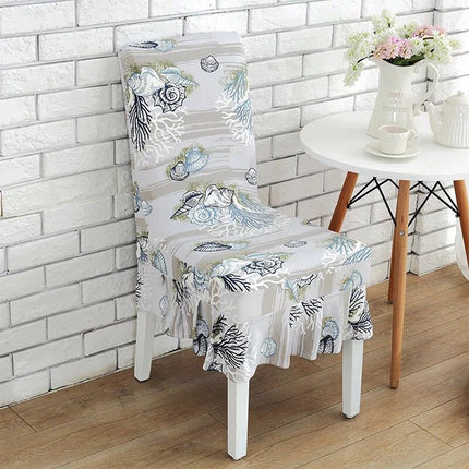 Home Stretch Printed One-piece Dining Table Chair Cover(Coral Sea)-garmade.com
