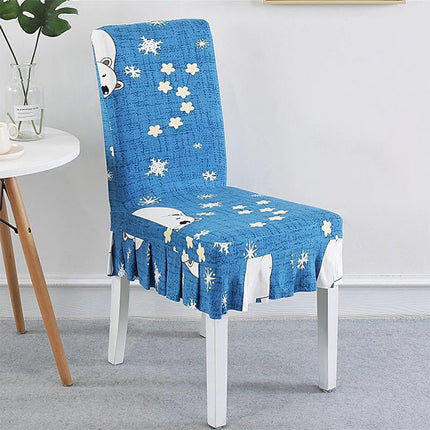Home Stretch Printed One-piece Dining Table Chair Cover(Bear)-garmade.com