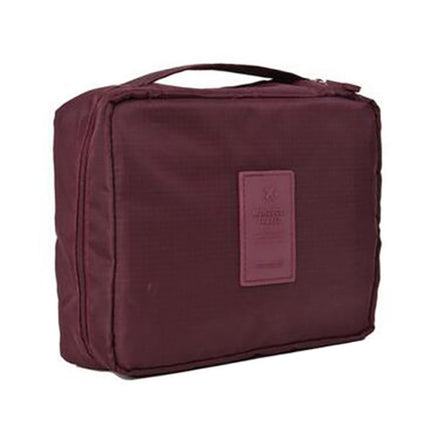 Convenient Travel Cosmetic Makeup Toiletry Case Wash Organizer Storage Pouch Bag(Wine red)-garmade.com