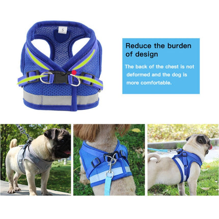 Adjustable Polyester Mesh Reflective Vest Lead Leash for Pet Dog, Size:S(Blue)-garmade.com
