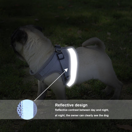 Adjustable Polyester Mesh Reflective Vest Lead Leash for Pet Dog, Size:S(Grey)-garmade.com