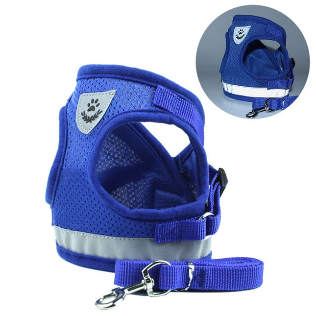 Adjustable Polyester Mesh Reflective Vest Lead Leash for Pet Dog, Size:XL(Blue)-garmade.com