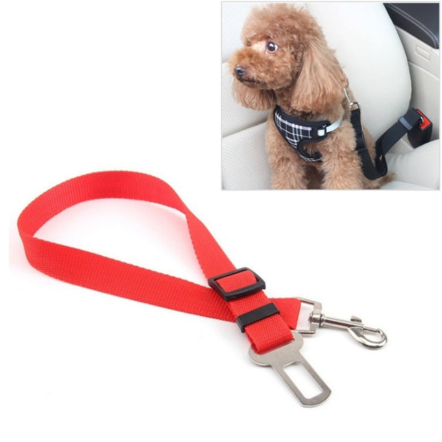 2 PCS Nylon Harness Leash Clip Pet Dog Car Seat Belt Security Belt(Red)-garmade.com