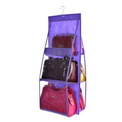 Portable Home Multi-layer Transparent Mesh Bag Hanging Storage Bag(purple)-garmade.com