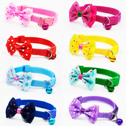 Adjustable Bow Knot Bell Collar Cat Dog Collars Pet Supplies(Pink)-garmade.com
