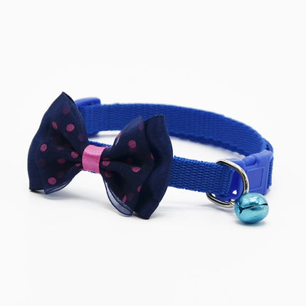 Adjustable Bow Knot Bell Collar Cat Dog Collars Pet Supplies(Blue)-garmade.com