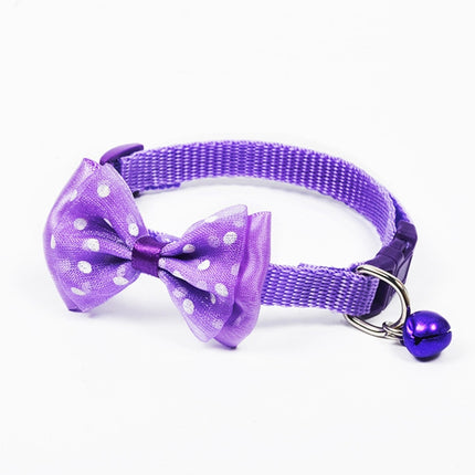 Adjustable Bow Knot Bell Collar Cat Dog Collars Pet Supplies(Purple)-garmade.com