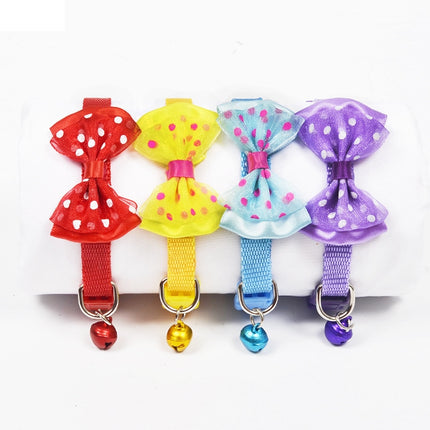 Adjustable Bow Knot Bell Collar Cat Dog Collars Pet Supplies(Purple)-garmade.com