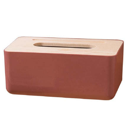 Grooved Drawer Box Home Living Room Tissue Box with Log Cover, Phone Holder Function(Dark Flesh Pink)-garmade.com