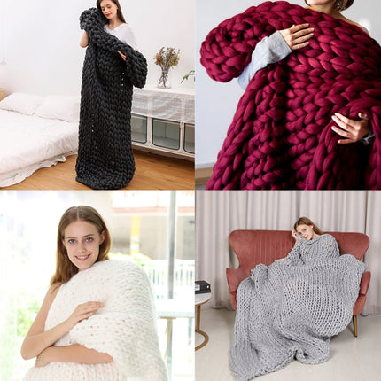 Fashion Handmade Knitted Wool Blanket, Size:120X180cm(Grey)-garmade.com