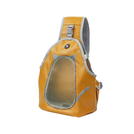 TAILUP Pets Carry Out Shoulder Bag Convenient Foldable Leather Chest Bag, Specification: S(Orange Brown)-garmade.com