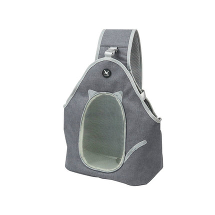 TAILUP Pets Carry Out Shoulder Bag Convenient Foldable Leather Chest Bag, Specification: S(Light Grey)-garmade.com
