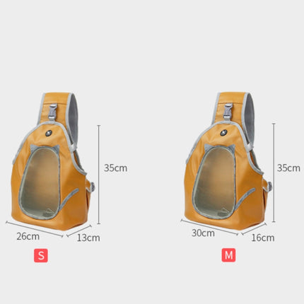 TAILUP Pets Carry Out Shoulder Bag Convenient Foldable Leather Chest Bag, Specification: M(Orange Brown)-garmade.com