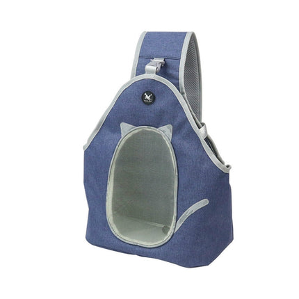 TAILUP Pets Carry Out Shoulder Bag Convenient Foldable Leather Chest Bag, Specification: M(Jean Blue)-garmade.com