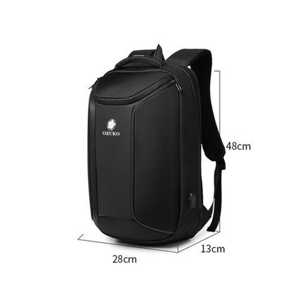 Ozuko 9318 Business Anti-theft Computer Bag Student Outdoor Sports Backpack With External USB Charging Port(Brown)-garmade.com