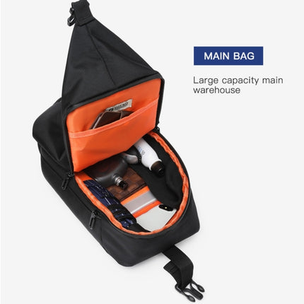 Ozuko 9292S Outdoor Men Chest Bag Sports Waterproof Shoulder Messenger Bag with External USB Charging Port(Black)-garmade.com