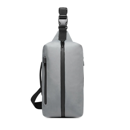 Ozuko 9292S Outdoor Men Chest Bag Sports Waterproof Shoulder Messenger Bag with External USB Charging Port(Dark Grey)-garmade.com