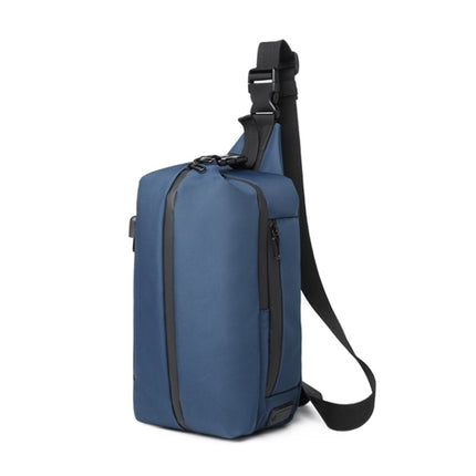 Ozuko 9292S Outdoor Men Chest Bag Sports Waterproof Shoulder Messenger Bag with External USB Charging Port(Royal Blue)-garmade.com