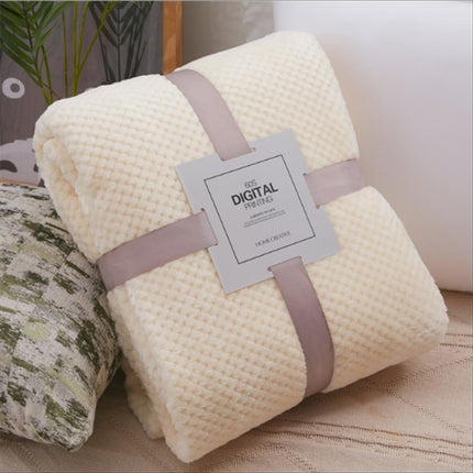 Thicken Solid Color Mesh Pineapple Flannel Blanket Coral Fleece Air Conditioning Sofa Cover Winter Warm Sheets Easy Wash Faux Fur Blankets, Size:120x200cm(Beige)-garmade.com