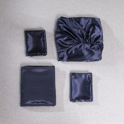 Home Ice Silk Simulation Silk Four-Piece Pillowcase Flat Sheet Fitted Sheet Set, Size:US-Full/UK-D:138x190x35cm(White)-garmade.com