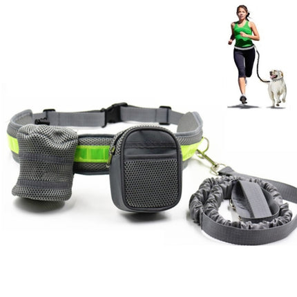 Dog Running Reflective Adjustable Belt Traction Rope with Small Bag, Specification:4-Piece Set(Gray)-garmade.com